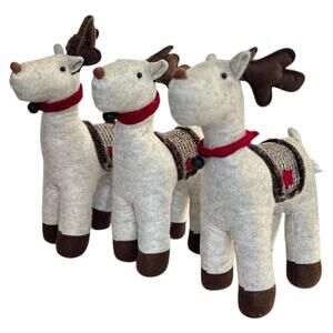 Ellsworth Avenue Weighted Reindeer Plush Decor 15" Tall Set of 3